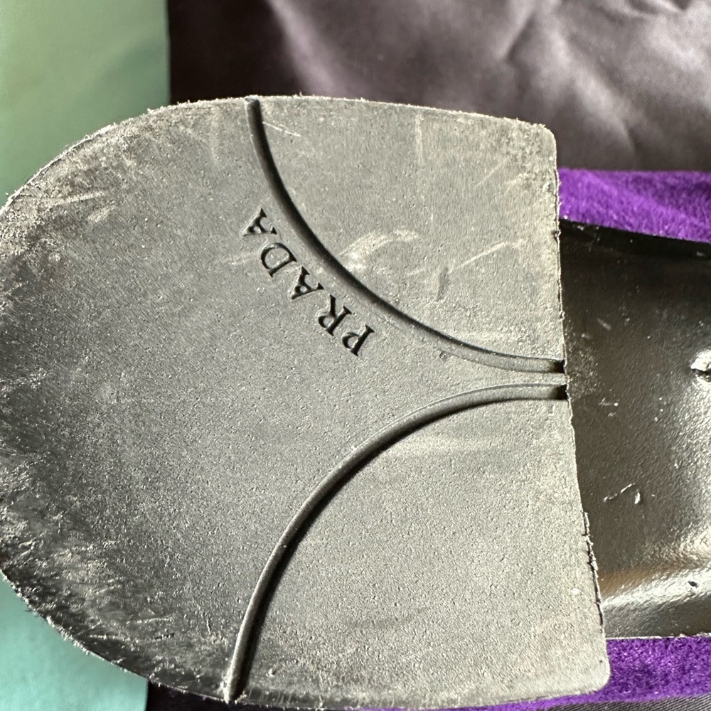 Prada Women's Purple Flats with Silver Buckle - Picture 6 of 9